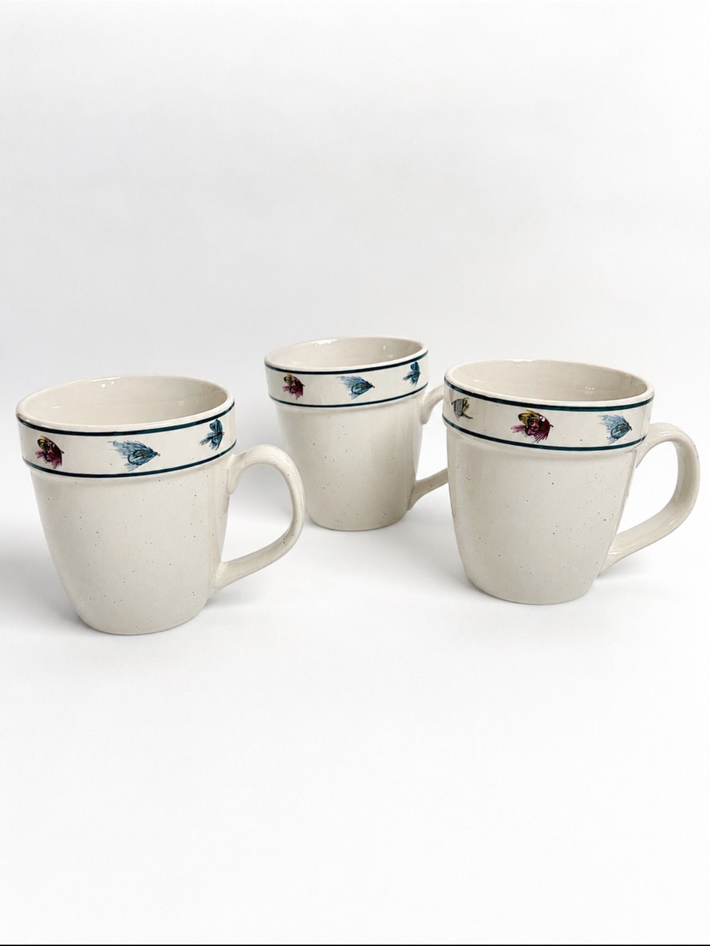 Folk Craft Stoneware Rainbow Trout Mug Set Of 3 Scotty Z Rustic